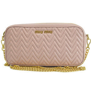 Miu Miu bag pink gold leather metal shoulder clutch classic